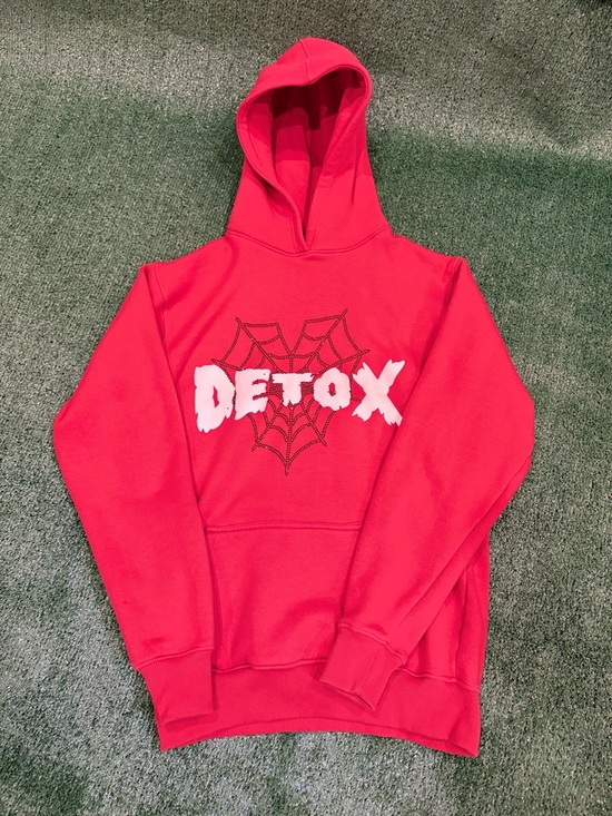 Detox Other - Red Graphic Rhinestone Hooded Sweatshirt